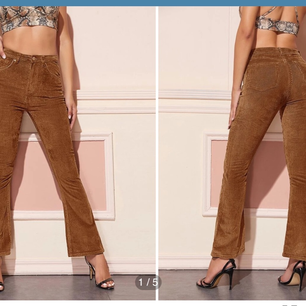 Shein High Waist Flare Corduroy Pants